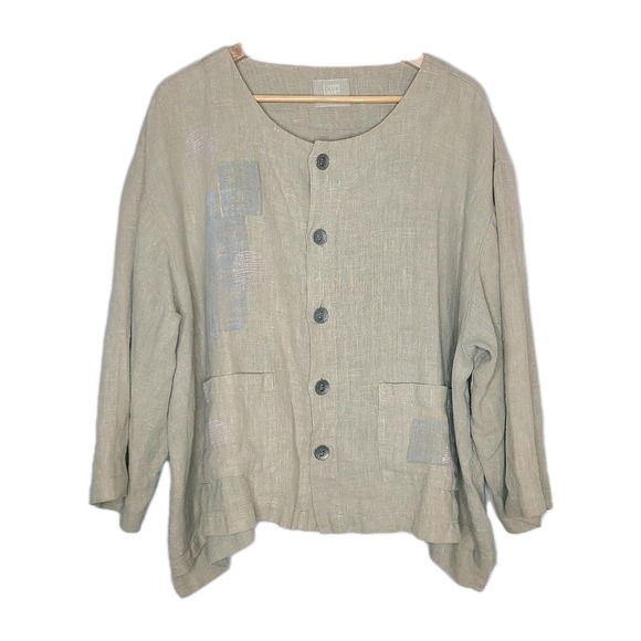 Vintage Blue Fish Clothing Hemp Lagenlook‎ Oversized Button Top Jacket OS - Picture 1 of 7